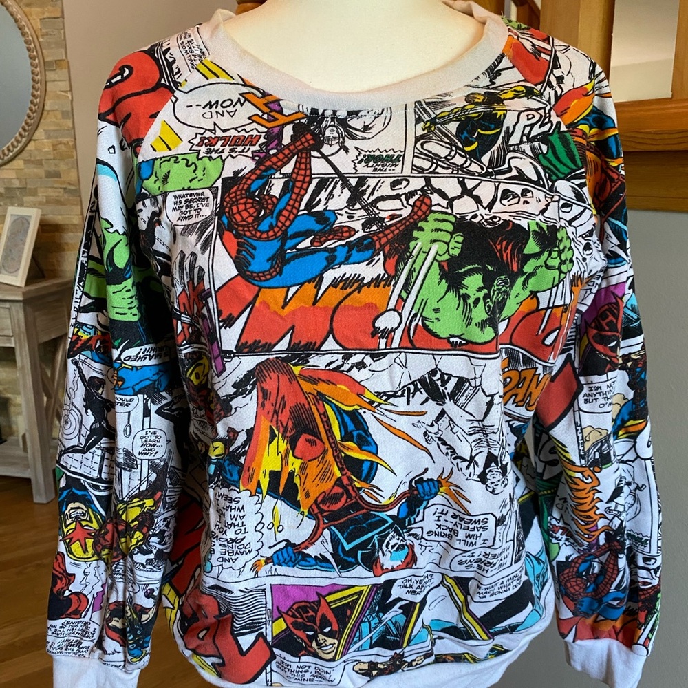 Marvel Comic Print Crewneck Sweater